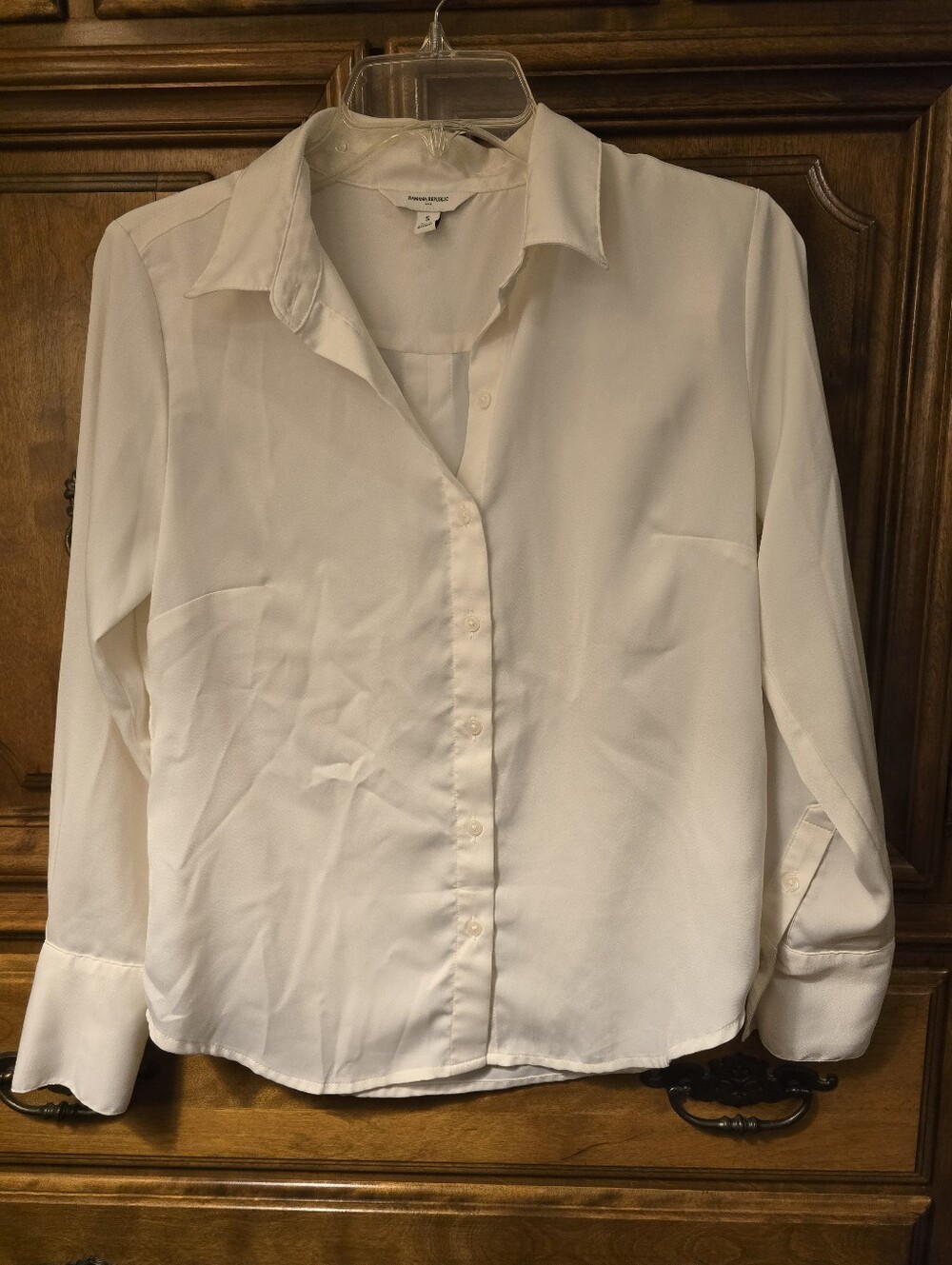 Satin Ivory Button-Up Blouse - Banana Republic